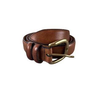 Mens 36 Leather Belt Brass Buckle Handcrafted in USA Classic Casual Americ